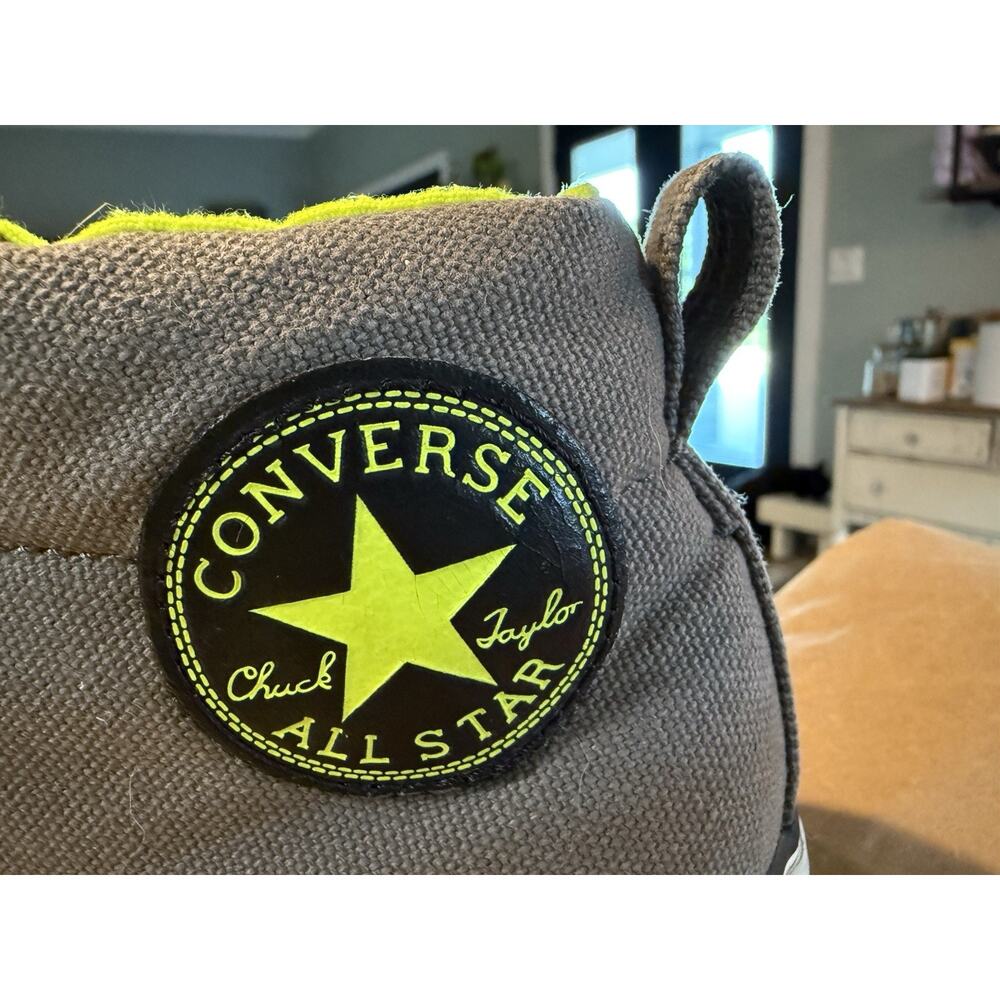 Mens Converse All Stars sz 7 grey neon green 3/4 Top‎  Chucks sneakers skater - Picture 6 of 13